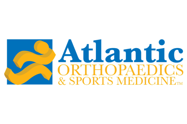 Atlantic Orthopaedics & Sports Medicine logo with stylized yellow figure and blue text.