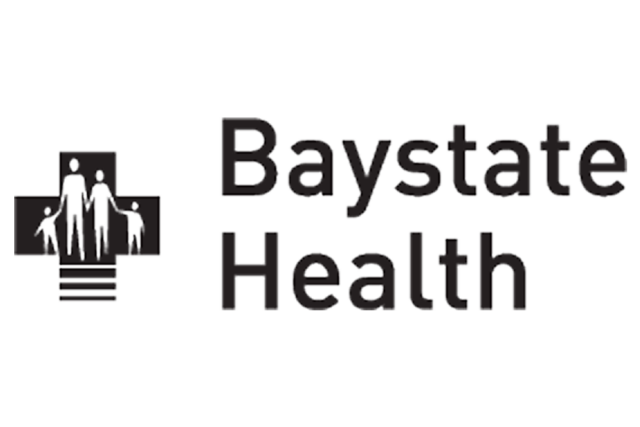 Baystate Health logo with a cross and silhouettes of a family.