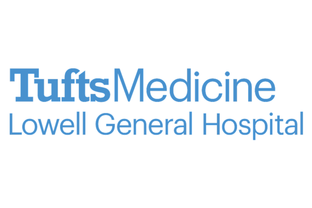 Logo of Tufts Medicine Lowell General Hospital in blue text.